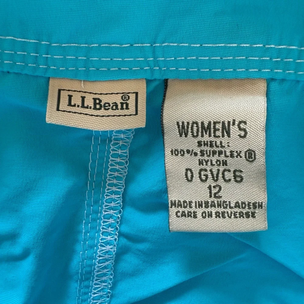 LLBean Aqua Blue Supplex Nylon Button Closure‎ Short Mini Skirt Swim Coverup 12